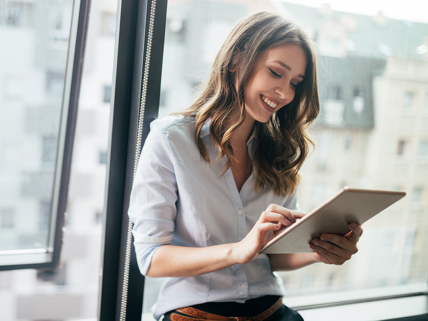 business woman using tablet