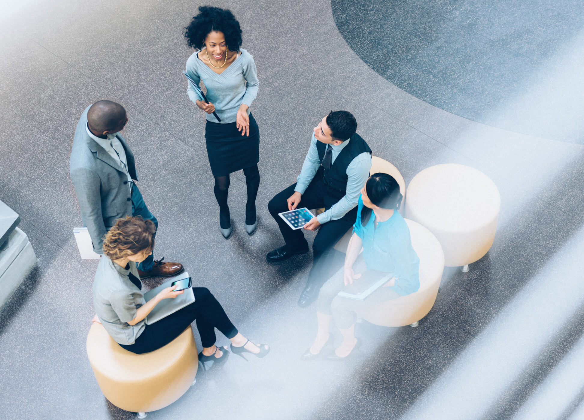 group of business people talking